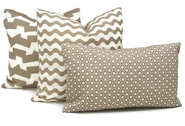 Schumacher Studio Bon Tan Honeycomb Pillow Cover Indoor Outdoor Accent - image 1