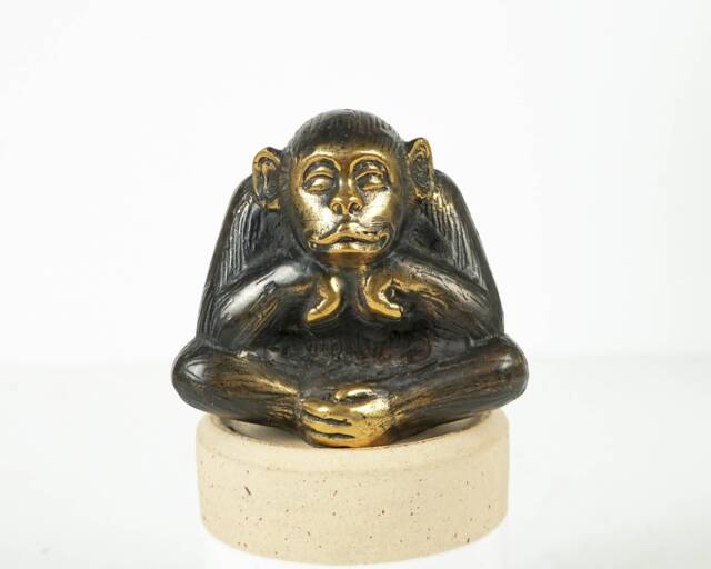 Bronze Sitting Chimpanzee Figurine, 4.6 - image 1