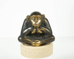 Bronze Sitting Chimpanzee Figurine, 4.6 - thumbnail 1