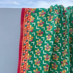 Block Print Patchwork Reversible Cotton Kantha Quilt Handmade Rustic Bedspread Throw - thumbnail 3