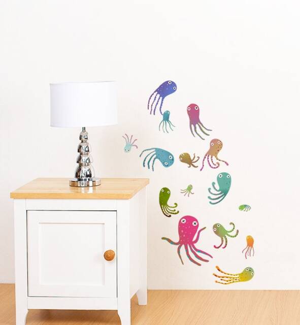 Octopus Collection Pack Wall Sticker Decal - Kids Stickers, Animals Childrens Decals, Art, Room