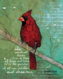 Cardinal Limited Print, Edition, Cardinal As Guardian Angel, Print With Cardinal, in Trees, Rare - thumbnail 1