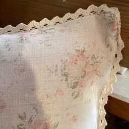 Peony & Sage Millie Linen Cushion Cover, Antique Lace Edge - thumbnail 2
