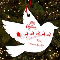 Family Name Santa Sleigh Robin Personalised Christmas Tree Ornament Decoration