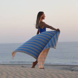 Personalized Turkish Beach Towel, Striped Organic Cotton, Quick Dry - 40x70 - thumbnail 2