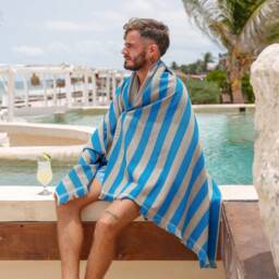 Personalized Turkish Beach Towel, Striped Organic Cotton, Quick Dry - 40x70