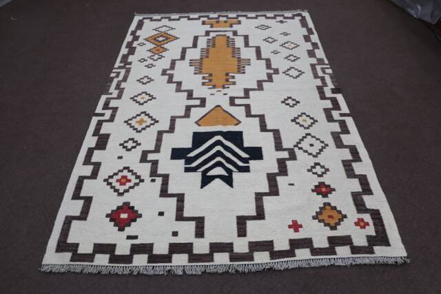 Custom Wool Area Rug, Handmade Kilim, Bohemian Tribal Living Room - image 1