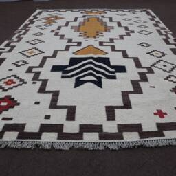 Custom Wool Area Rug, Handmade Kilim, Bohemian Tribal Living Room - thumbnail 2