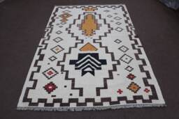 Custom Wool Area Rug, Handmade Kilim, Bohemian Tribal Living Room - thumbnail 1