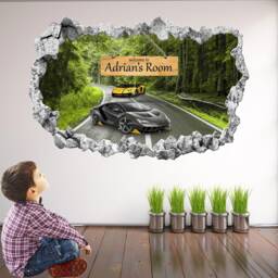 Super Sports Cars Supercar Personalised Name Wall Stickers Mural Decal Poster Print Art Kids Boys Bedroom Decor Dt36 - thumbnail 2