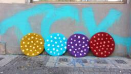 Handfelted Seat Cushion With Polka Dots/Great Sitting - thumbnail 1