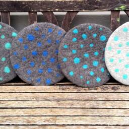 Handfelted Seat Cushion With Polka Dots/Great Sitting - thumbnail 2