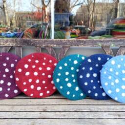 Handfelted Seat Cushion With Polka Dots/Great Sitting - thumbnail 3