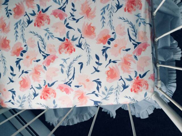 Pink, Navy Water Color Crib Sheet/Fitted Sheets/Baby Girl Nursery Bedding/ - image 1