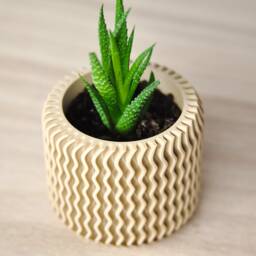 Aztec Lightweight Indoor Planter - Cute Aesthetic Beige Plant Pot Modern Minimalist Cactus Original Gift For Lovers - thumbnail 4