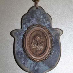 Handmade Stone Hamsa Wall Hanging Middle Eastern Home Decor - 6x4 - thumbnail 4