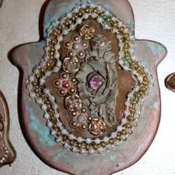Handmade Stone Hamsa Wall Hanging Middle Eastern Home Decor - 6x4 - thumbnail 2