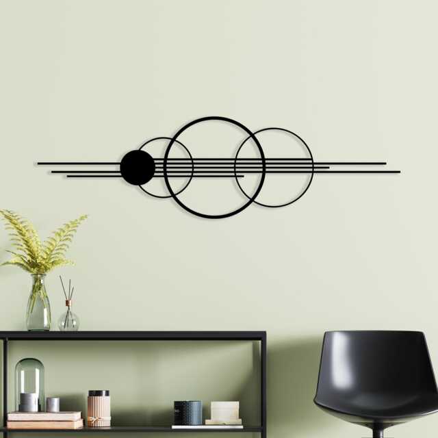 Geometric Metal Wall Art, Circle & Line Modern Home Decor, Housewarming Gift - image 1