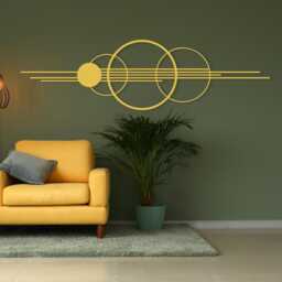Geometric Metal Wall Art, Circle & Line Modern Home Decor, Housewarming Gift - thumbnail 2