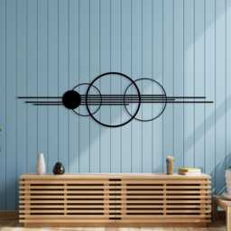 Geometric Metal Wall Art, Circle & Line Modern Home Decor, Housewarming Gift - thumbnail 3