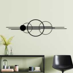 Geometric Metal Wall Art, Circle & Line Modern Home Decor, Housewarming Gift - thumbnail 1