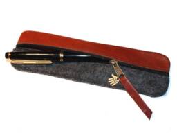 Leather & Wool Felt Pencil Case Handmade Elegant