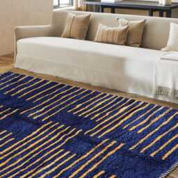 Authentic Navy Blue Moroccan Rug, Shag Custom Made Carpet, Large Area Berber Rug - thumbnail 3