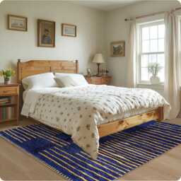 Authentic Navy Blue Moroccan Rug, Shag Custom Made Carpet, Large Area Berber Rug - thumbnail 2