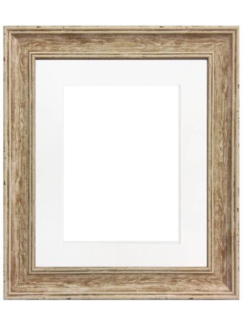 Scandi Distressed Wood Photo Frame With White Mount - image 1