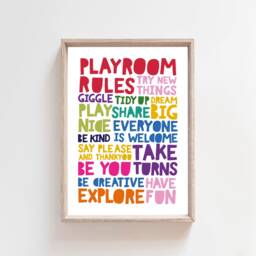 Playroom Prints, Wall Art, Rainbow Reading Corner, Nursery Boys Bedroom, Girls Kids - thumbnail 1