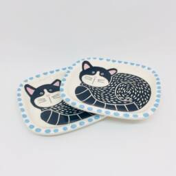 Handmade Ceramic Cat Soap Dish Hand-Painted Trinket Dish - thumbnail 4