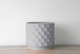 "Geometric Planter With Drainage & Saucer in Gray, Unique 3D-Printed Plant Pot, Small To Large Sizes 4"" 5"" 6"" 7"" 8" - thumbnail 1