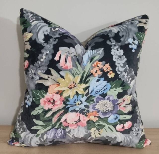 Linwood Omega Prints Wakehurst Midnight & Moleskin Velvet Cushion Cover 50x50 cm - image 1