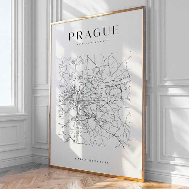 Prague City Map Print, Home Decor, Wall Art, Poster, Framed - image 1