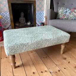 William Morris Cotton Fabric Ottoman Handmade Coffee Table Footstool, UK Made - thumbnail 2