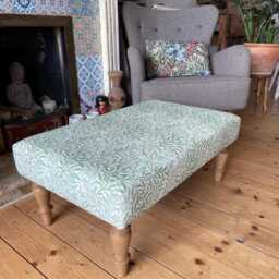 William Morris Cotton Fabric Ottoman Handmade Coffee Table Footstool, UK Made