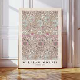 Set Of Two William Morris Floral Prints, Vintage Botanical Wall Art, Flower Print Set, Exhibition Print, Textiles Museum Cream - thumbnail 3
