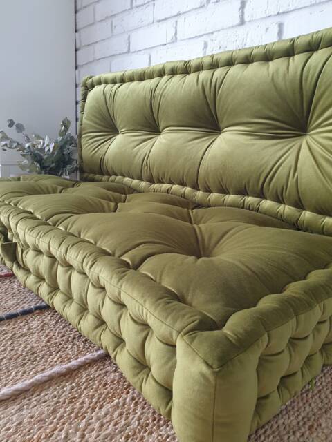 Floor Cushion With Backrest, French Style Seat, Bench Cushion, Window Seat - image 1