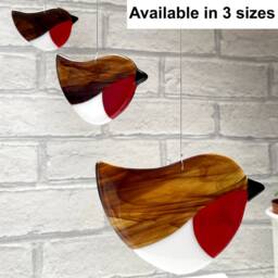 Handmade Glass Robin Suncatcher, Large Size, Fused Art, Christmas Decoration, Memorial Keepsake - thumbnail 2