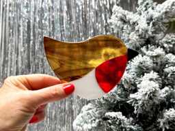 Handmade Glass Robin Suncatcher, Large Size, Fused Art, Christmas Decoration, Memorial Keepsake