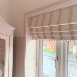 Rose Pink Stripe Blackout Roman Blind - thumbnail 2
