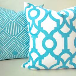 Turquoise Pillows Aqua Blue Pillow Covers Gold Throw Pillows 22 24x24 26 Euro Shams - thumbnail 3