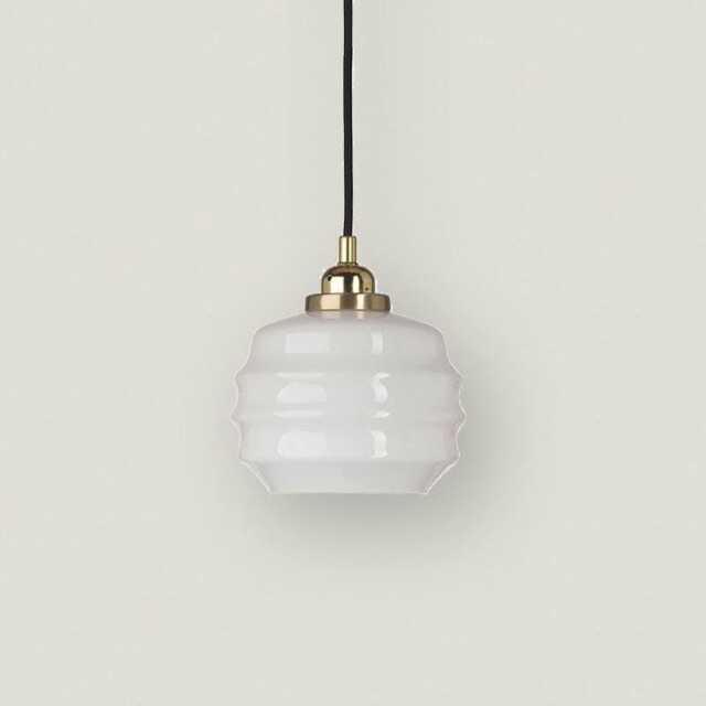 Opaline Pendant Light With Brass Top, Art Deco Lamp, Lighting - image 1