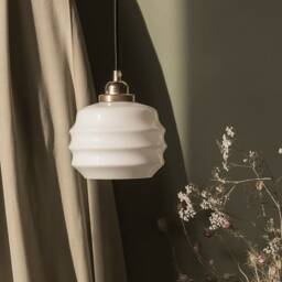 Opaline Pendant Light With Brass Top, Art Deco Lamp, Lighting - thumbnail 2