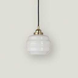 Opaline Pendant Light With Brass Top, Art Deco Lamp, Lighting - thumbnail 1