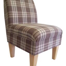 Bedroom Chair On Wooden Beech Coloured Legs - Kintyre Chestnut Tartan Fabric - thumbnail 2