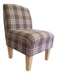 Bedroom Chair On Wooden Beech Coloured Legs - Kintyre Chestnut Tartan Fabric - thumbnail 1