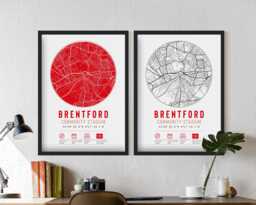 Brentford Community Stadium Minimalist Map Prints & Frames - Gift Decor Football F.c. Fc Dad Granddad Brother Uncle - thumbnail 1