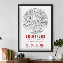 Brentford Community Stadium Minimalist Map Prints & Frames - Gift Decor Football F.c. Fc Dad Granddad Brother Uncle - thumbnail 2