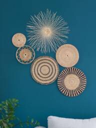 Woven Rattan Wall Art Set - Seagrass & Bamboo Decor Farmhouse Coastal